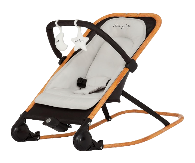 Dream On Me Rock with me 2-in-1 Rocker and Stationary Seat, Black/Grey