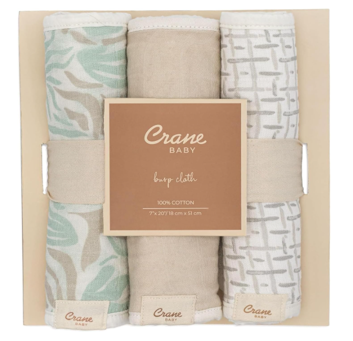 Crane Baby Cotton Muslin Burp Cloth Set, Beach Life
