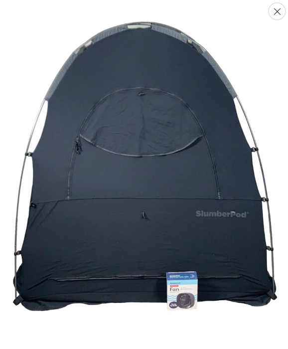 SlumberPod 3.0 Sleep Canopy with Fan, Black with Gray Accents