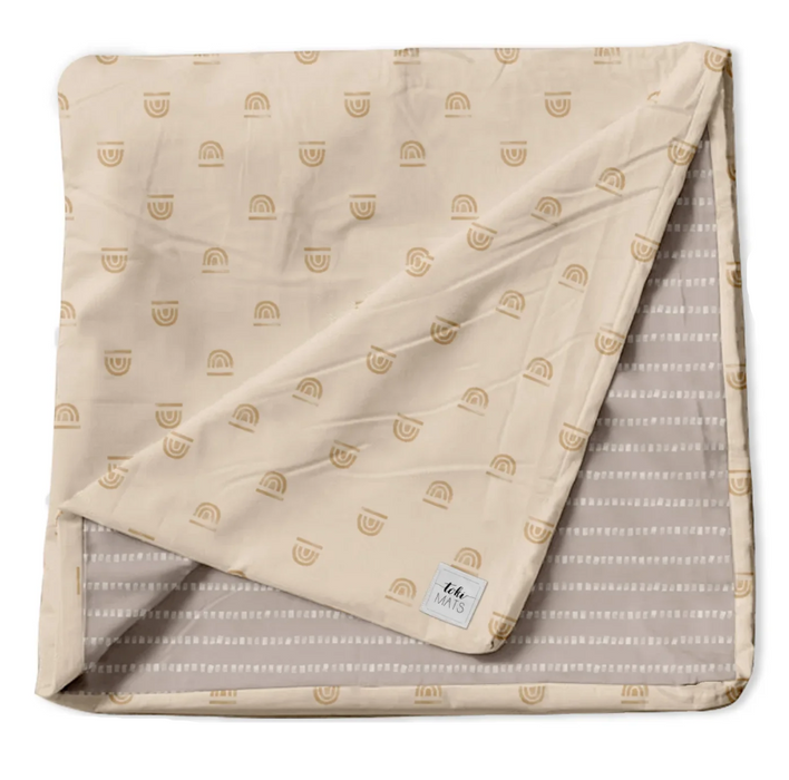 Toki Kids Standard Mat Cover 40" x 40", Rainbow Stamp Cream