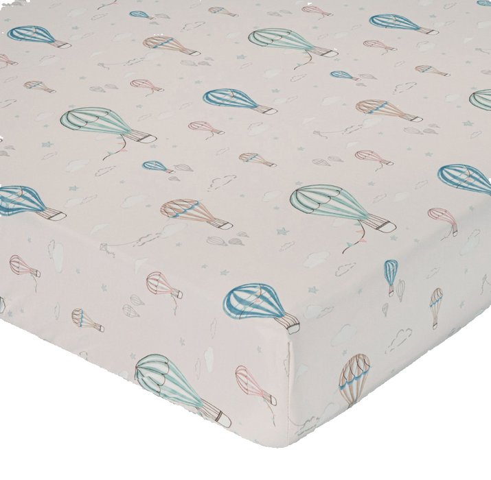 Crane Baby Crib Fitted Sheet, Hot Air Balloon