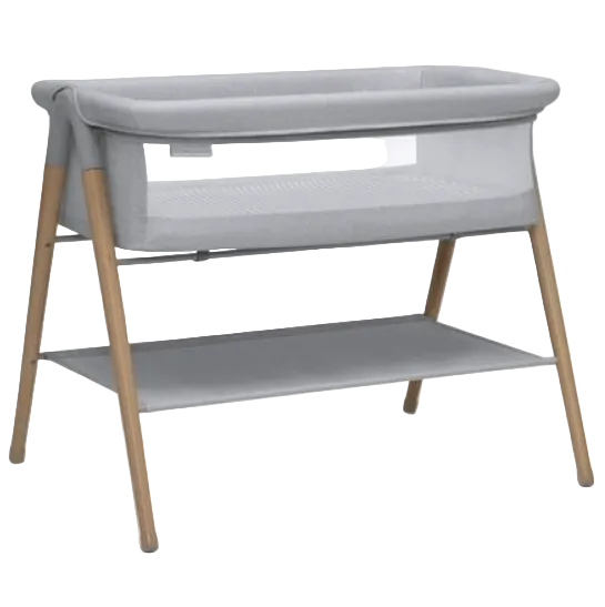 Delta Children Haven Beechwood by the Bed Bassinet, Grey Stripes