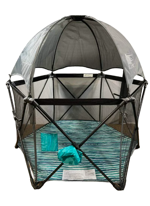 Baby Delight Go With Me Eclipse Portable Playard, Regular, Watercolor Stripe with Grey Canopy