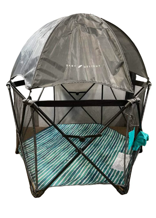 Baby Delight Go With Me Eclipse Portable Playard, Regular, Watercolor Stripe with Grey Canopy
