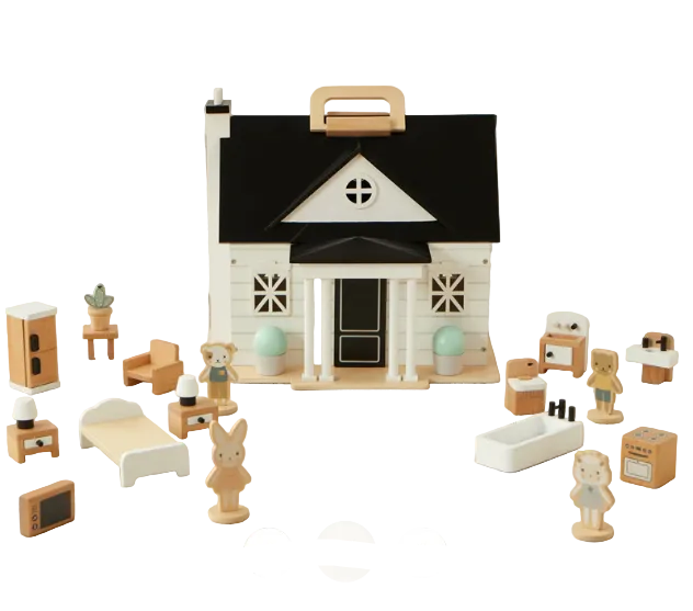 Wonder and Wise Home Sweet Home Dollhouse, Black/white