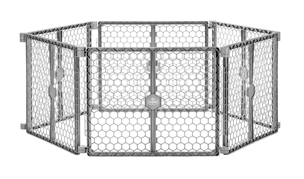 Regalo 2-in-1 Plastic Play Yard and Safety Gate, Gray