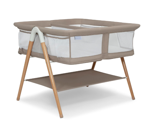Delta Children Bondi Adjustable Height Bedside Beechwood Bassinet, Tan, Twin Bassinet