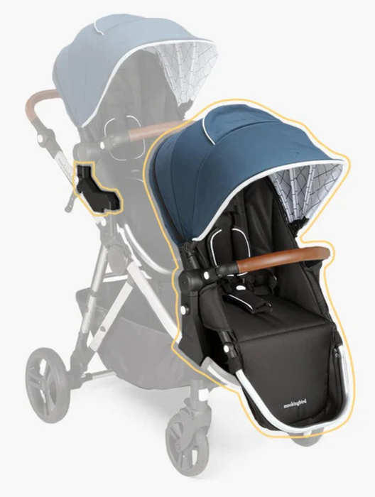 Mockingbird 2nd Seat Kit with Extendable Canopy, Sea, Silver With Penny Leather, Windowpane