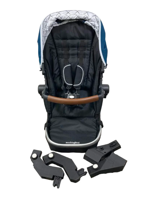 Mockingbird 2nd Seat Kit with Extendable Canopy, Sea, Silver With Penny Leather, Windowpane