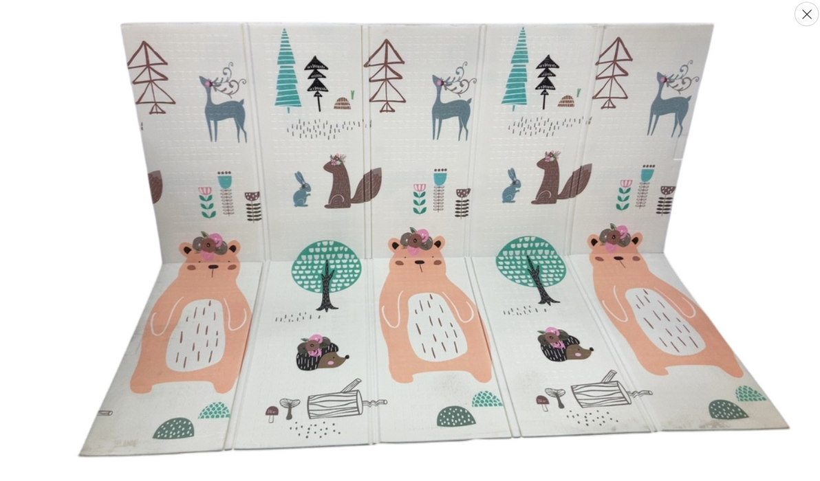 UANLAUO Foldable Baby Play Mat, 79in x 71in, Bear/Birthday