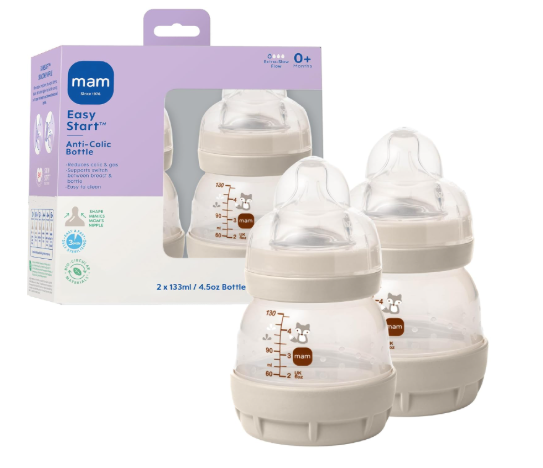 MAM Easy Start Anti-Colic Bottle, 5oz, 2 Pack, Cotton
