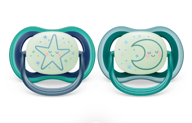Philips Avent Ultra Air Pacifiers, 2 Pack, 6-18 Months, Star & Moon