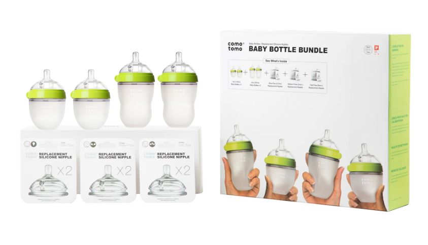 Comotomo Baby Bottle Bundle Gift Set, Green