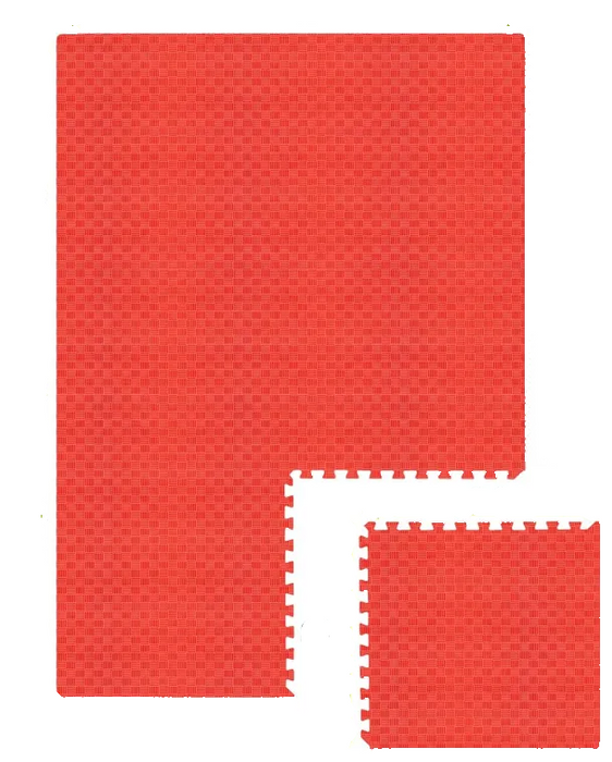 ProSource Foam Puzzle Floor Play Mat, 6 Tiles, Red
