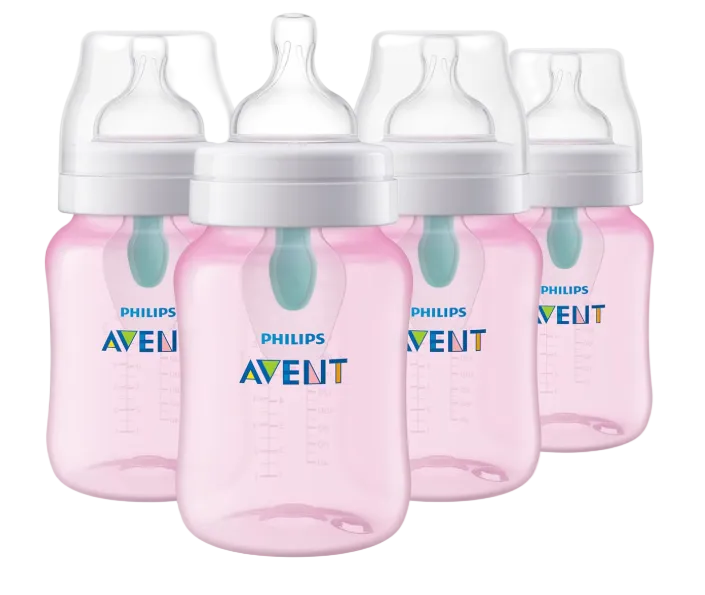 Philips Avent Anti-Colic Bottles With AirFree Vent, 4pk, 9oz, Pink