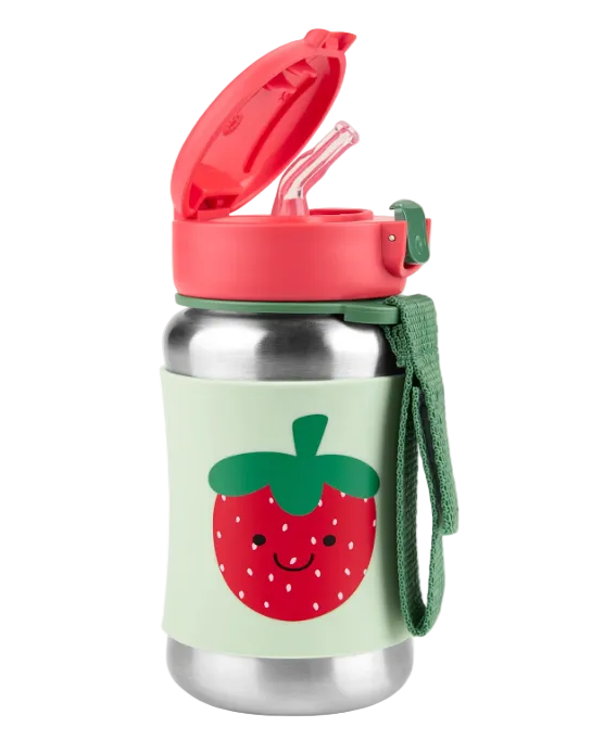 Skip Hop Spark Style Stainless Steel Straw Bottle, Strawberry