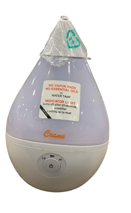 Crane Filter-Free Droplet Cool Mist Humidifier, White, 0.5 Gal.