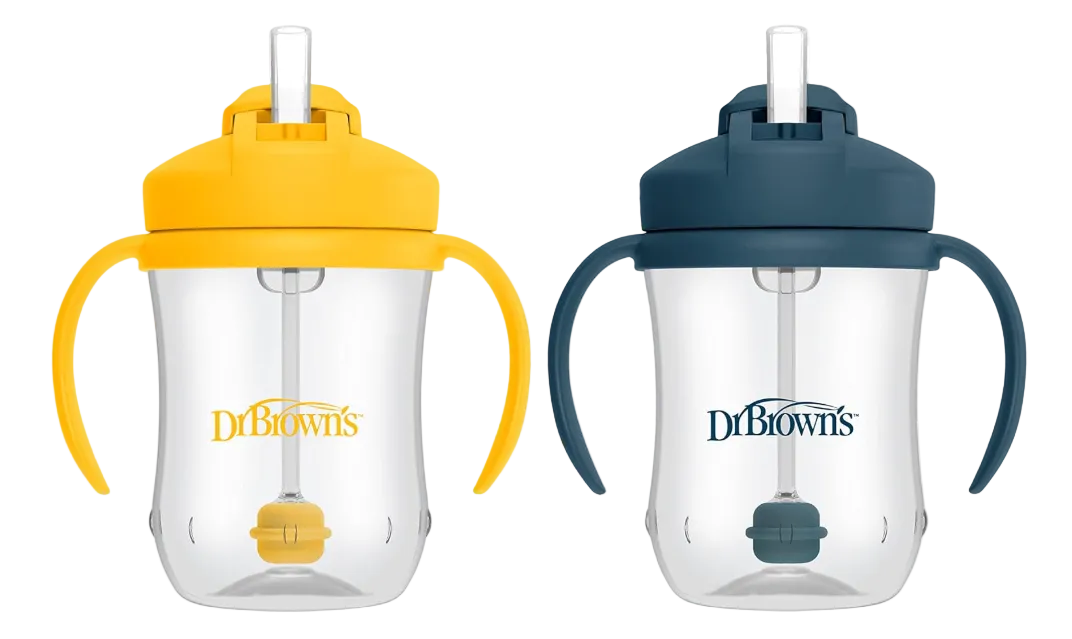 Dr. Brown's Baby’s First Straw Cup, 2 Pack, Blue,Yellow