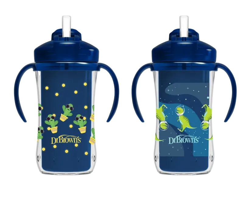 Dr. Brown's Milestones Insulated Straw Cup, 2 pk, Blue