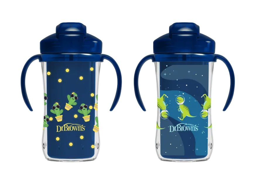 Dr. Brown's Milestones Insulated Straw Cup, 2 pk, Blue