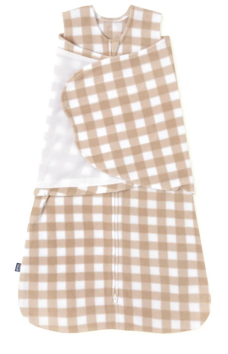 Halo Micro-Fleece Swaddle , Small, Gingham Tan