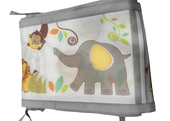 Breathable Baby Mesh Crib Liner, Jungle Buddies