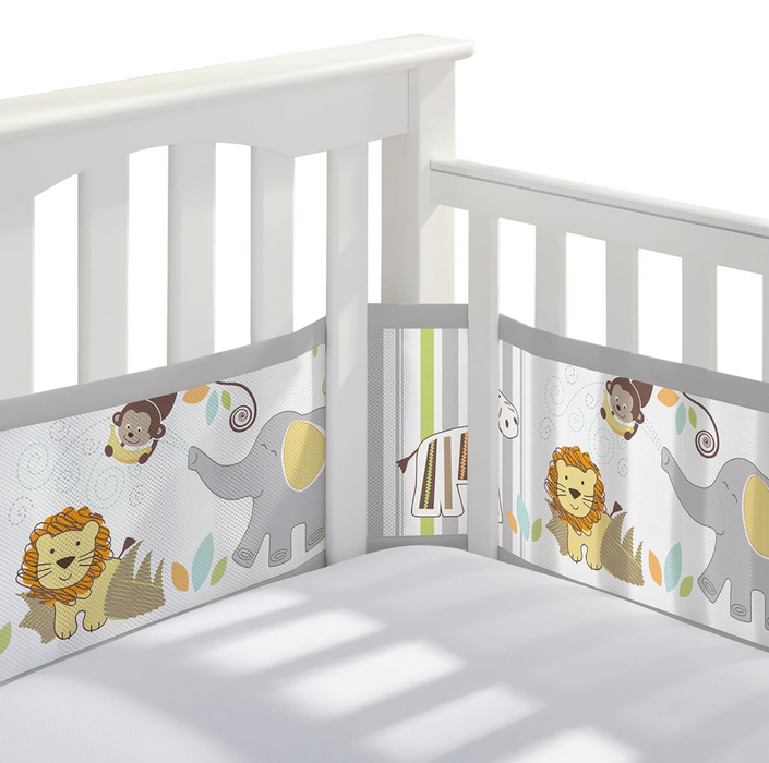 Breathable Baby Mesh Crib Liner, Safari Fun Too