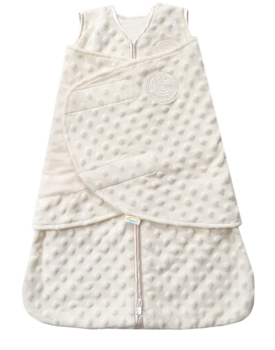 Halo SleepSack Swaddle, Cream Plushy Dots Velboa, Newborn