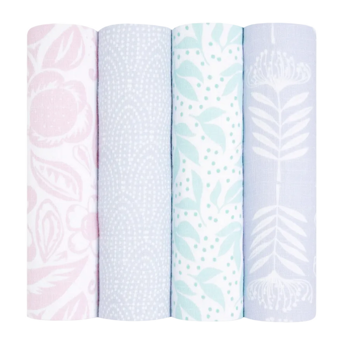 Aden + Anais Cotton Muslin Swaddle, 4pk, Damsel
