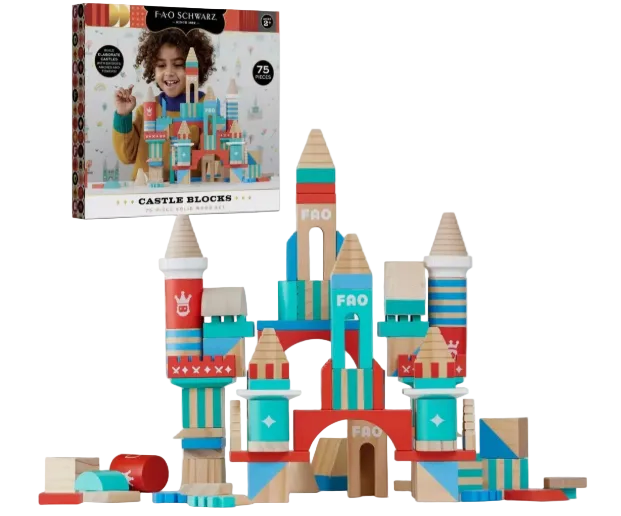 Shop FAO Schwarz Castle Building Blocks, Build Your Own Fortress, 75 Pcs at GoodBuy Gear