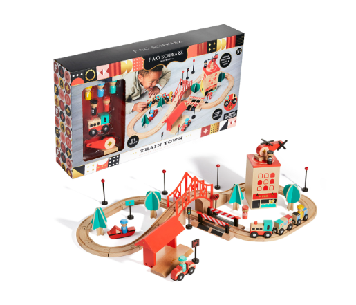FAO Schwarz Train Town Set, Wooden Set