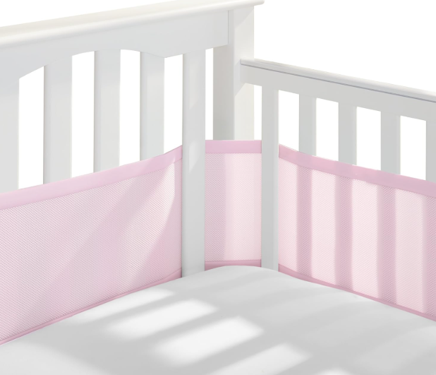 Breathable Baby Mesh Crib Liner, Light Pink