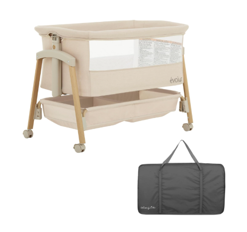 Shop Evolur Lullaby Portable Bassinet with Wheels, Beige at GoodBuy Gear
