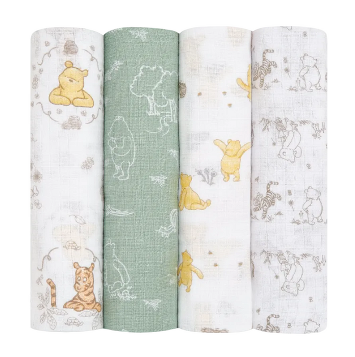 Aden + Anais Cotton Muslin Swaddle, 4pk, Winnie & Friends