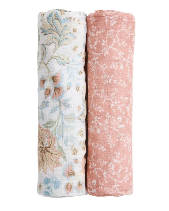 Aden + Anais Silky Soft Swaddles, 2 Pack, Victorian Flowers