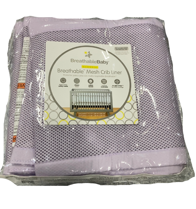Breathable Baby Mesh Crib Liner, Full Size/4 Sides, Lavender