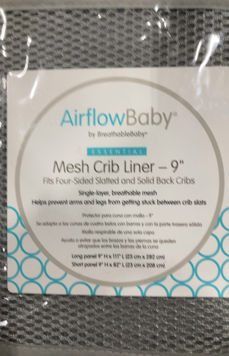 AirFlowBaby Crib Bumper, Gray, 9"