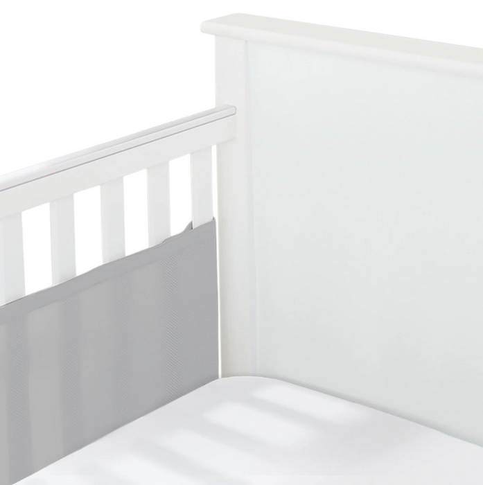 Breathable Baby Mesh Crib Liner, Full Size/2 Sides, Grey