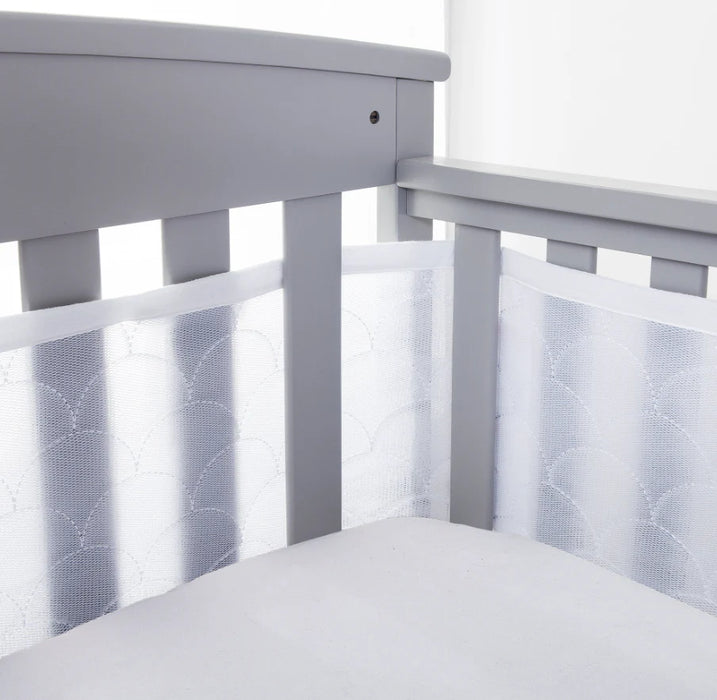 Breathable Baby Mesh Crib Liner, Full Size/4 Sides, Deluxe Collection Sheer Scallops
