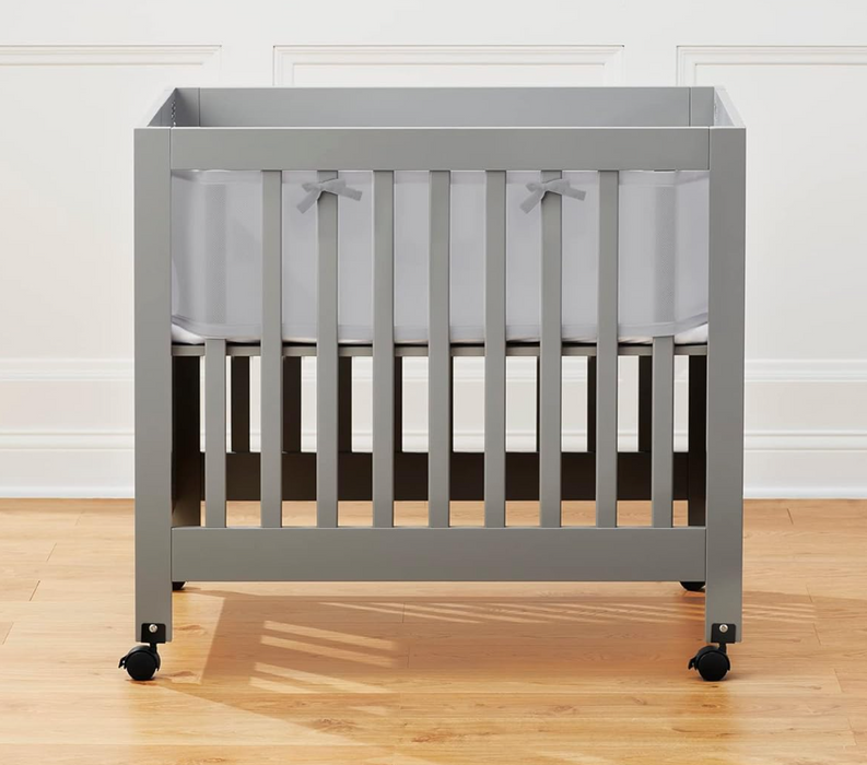Halo BreathableBaby Mini Crib Breathable Mesh Liner, Grey, Classic