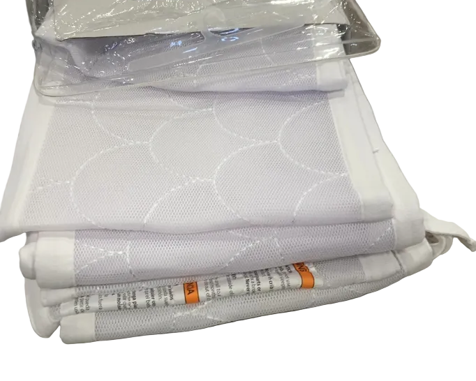 Breathable Baby Mesh Crib Liner, Full Size/4 Sides, Deluxe Collection Sheer Scallops