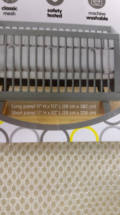 Breathable Baby Mesh Crib Liner, Natural Ecru, Full Size/4 Sides