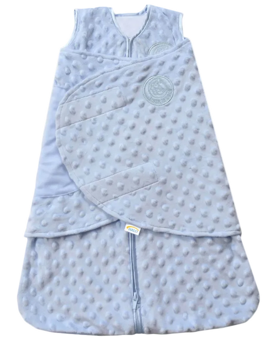Halo SleepSack Swaddle, Plushy Dot Velboa baby blue, Small