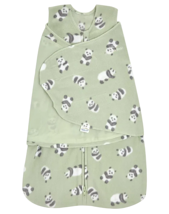 Halo Micro-Fleece Swaddle , Newborn, Cozy Pandas