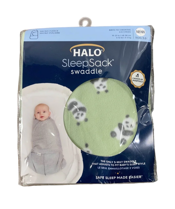 Halo Micro-Fleece Swaddle , Newborn, Cozy Pandas