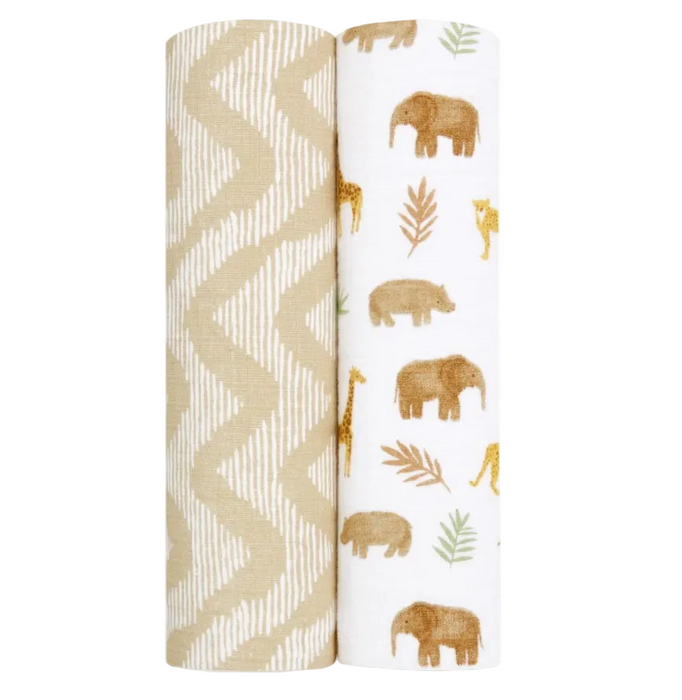 Aden + Anais Large Cotton Muslin Swaddle, 2 Pack, Tanzania