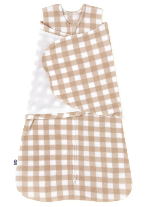 DRAFT - Halo Micro-Fleece Swaddle, Gingham Tan, Newborn