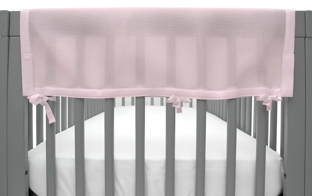 Breathable Baby RailGuard Teething Cover, 27" Short Panel (2-Pack), Light Pink