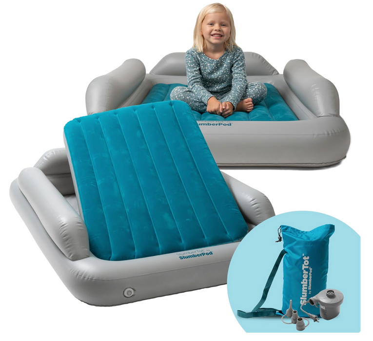 SlumberPod SlumberTot Inflatable Toddler Bed, Gray/Teal