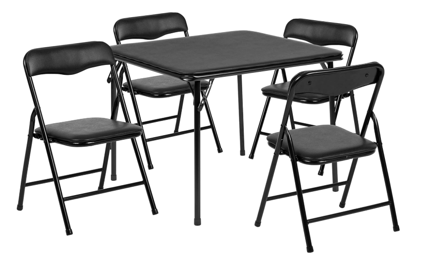 Flash Furniture Kids 5 Piece Folding Table and Chair Set, Black